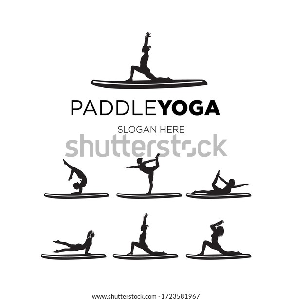 set woman paddle yoga\
silhouette 