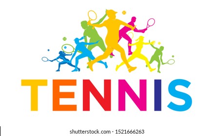 set woman play tennis illustration icon banner