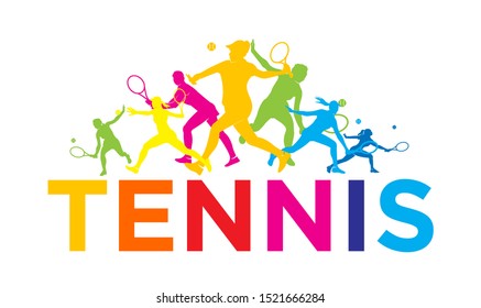 set woman play tennis illustration icon banner