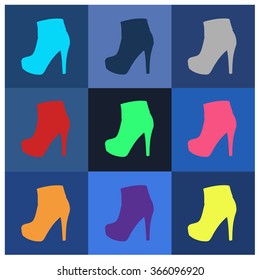 Set of woman shoe silhouettes