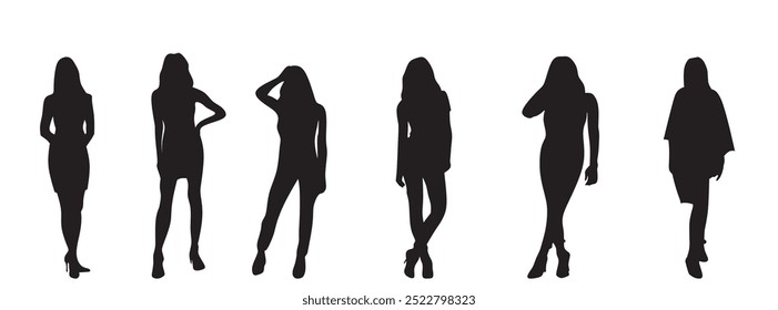 Set of woman silhouettes with model poses