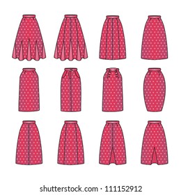 set of woman skirts, vector