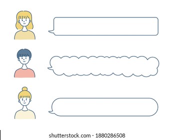 Set of woman and speech bubbles