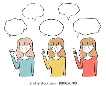 Juego de mujeres y burbujas de habla