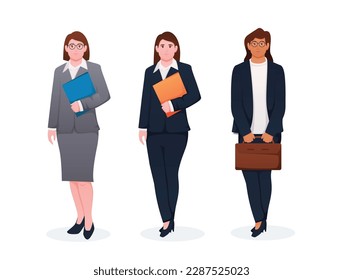 set of woman in suit. business woman illustration