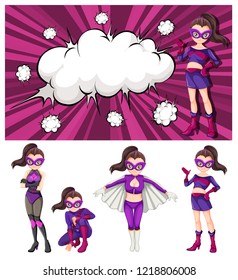 Set of woman superhero illustration