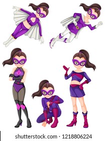 Set Of Woman Superhero Illustration