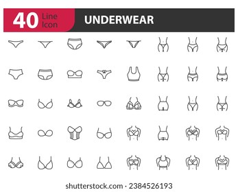 set of woman underwear icon, panty, bra