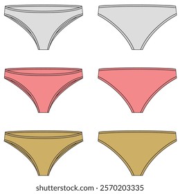 Set of  woman underwear vector illustration. Underwear mock up editable	