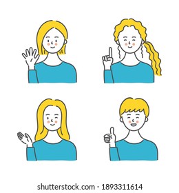 Set of woman, various expressions