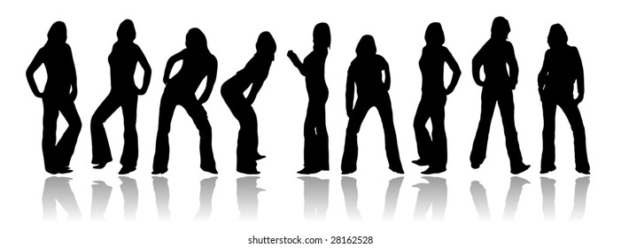 Set woman vector silhouettes