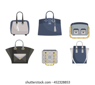 Set of woman's bags. Gray and blue combination