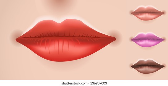Set of woman's big lips - illustration