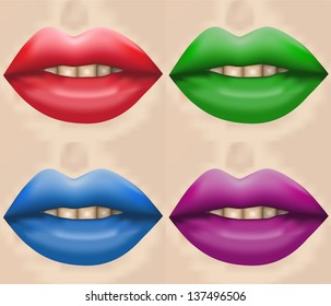 Set of woman's big lips - illustration