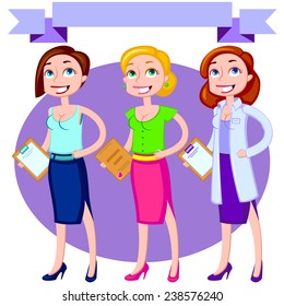 Set of woman's different professions