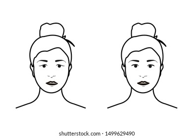 Set of woman's emotions. Facial expression.