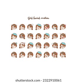 Set of woman's emotions. facial expression. lady with different face expressions set.