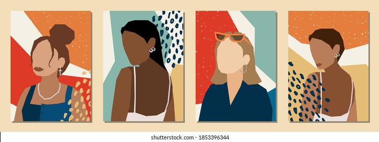 Set Diverse Female Shapes Silhouettes On Stock Vector (Royalty Free ...