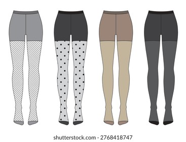 Set of womans tights, flat sketch