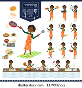 A set of women about cooking.There are actions that are cooking in various ways in the kitchen.It's vector art so it's easy to edit.