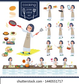 A set of women about cooking.There are actions that are cooking in various ways in the kitchen.It's vector art so it's easy to edit.
