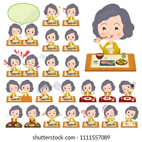 A set of women about meals.
Japanese and Chinese cuisine, Western style dishes and so on.
It's vector art so it's easy to edit.