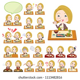 A set of women about meals.
Japanese and Chinese cuisine, Western style dishes and so on.
It's vector art so it's easy to edit.