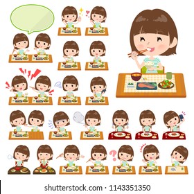 A set of women about meals.Japanese and Chinese cuisine, Western style dishes and so on.It's vector art so it's easy to edit.