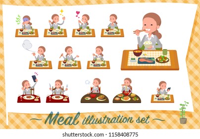 A set of women about meals.Japanese and Chinese cuisine, Western style dishes and so on.It's vector art so it's easy to edit.