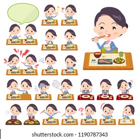 A set of women about meals.Japanese and Chinese cuisine, Western style dishes and so on.It's vector art so it's easy to edit.