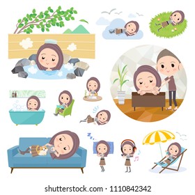 A set of women about relaxing.
There are actions such as vacation and stress relief.
It's vector art so it's easy to edit.