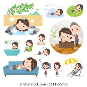 A set of women about relaxing.
There are actions such as vacation and stress relief.
It's vector art so it's easy to edit.