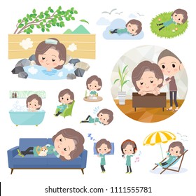 A set of women about relaxing.
There are actions such as vacation and stress relief.
It's vector art so it's easy to edit.