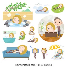 A set of women about relaxing.
There are actions such as vacation and stress relief.
It's vector art so it's easy to edit.