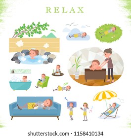 A set of women about relaxing.There are actions such as vacation and stress relief.It's vector art so it's easy to edit.