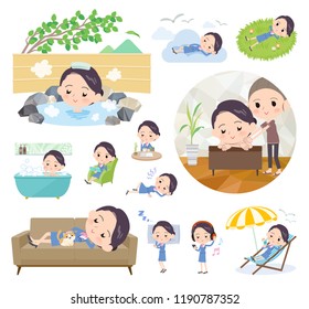 A set of women about relaxing.There are actions such as vacation and stress relief.It's vector art so it's easy to edit.