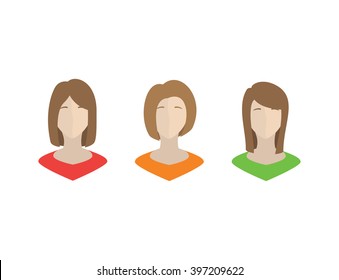 Set of Women Avatars - Isolated Vector Illustration
