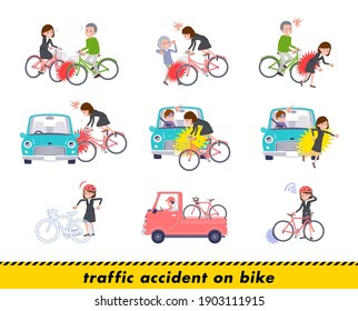 A set of women in a bicycle accident..It's vector art so it's easy to edit.