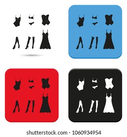 Set of women cloth flat vector icon.