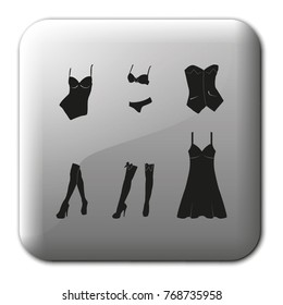 Set of women cloth flat vector icon.