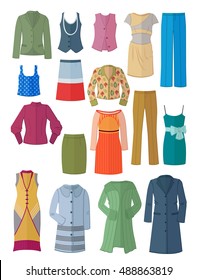Set of women clothes in flat design isolated in white background