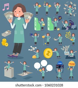 A set of women with concerning money and economy.
There are also actions on success and failure.
It's vector art so it's easy to edit.