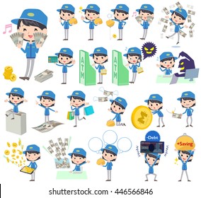 A set of women with concerning money and economy.
There are also actions on success and failure.
It's vector art so it's easy to edit.