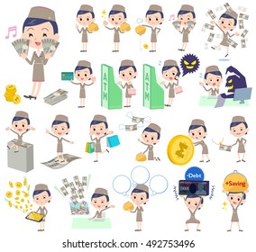 A set of women with concerning money and economy.
There are also actions on success and failure.
It's vector art so it's easy to edit.