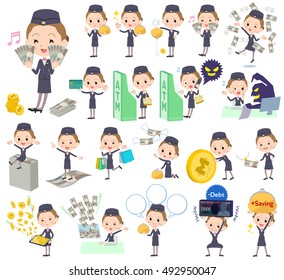 A set of women with concerning money and economy.
There are also actions on success and failure.
It's vector art so it's easy to edit.