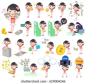 A set of women with concerning money and economy.
There are also actions on success and failure.
It's vector art so it's easy to edit.