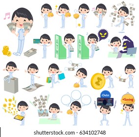A set of women with concerning money and economy.
There are also actions on success and failure.
It's vector art so it's easy to edit.