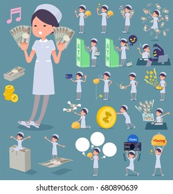 A set of women with concerning money and economy.
There are also actions on success and failure.
It's vector art so it's easy to edit.