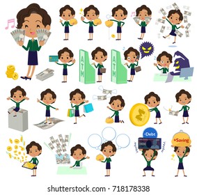 A set of women with concerning money and economy.
There are also actions on success and failure.
It's vector art so it's easy to edit.