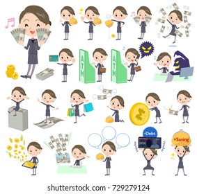 A set of women with concerning money and economy.
There are also actions on success and failure.
It's vector art so it's easy to edit.